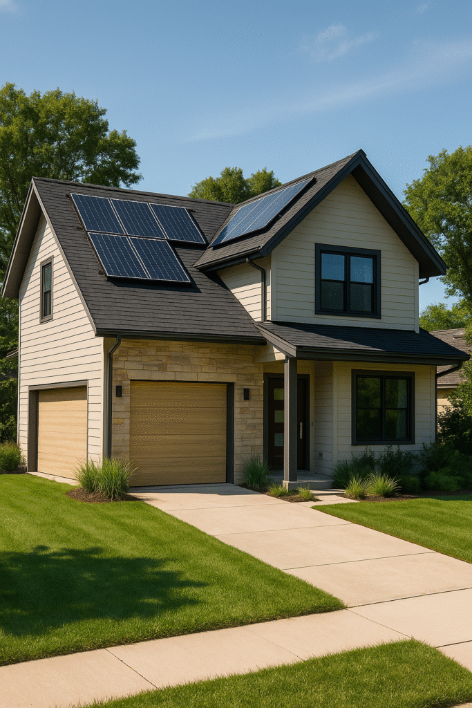 Sustainable modern home with solar panels in South Jersey
